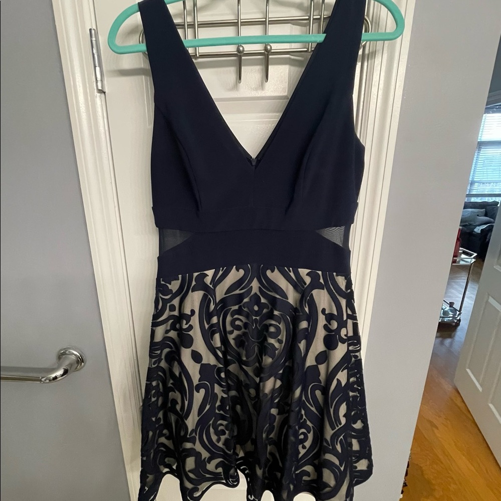 Navy dress with mesh cutout sides size Large